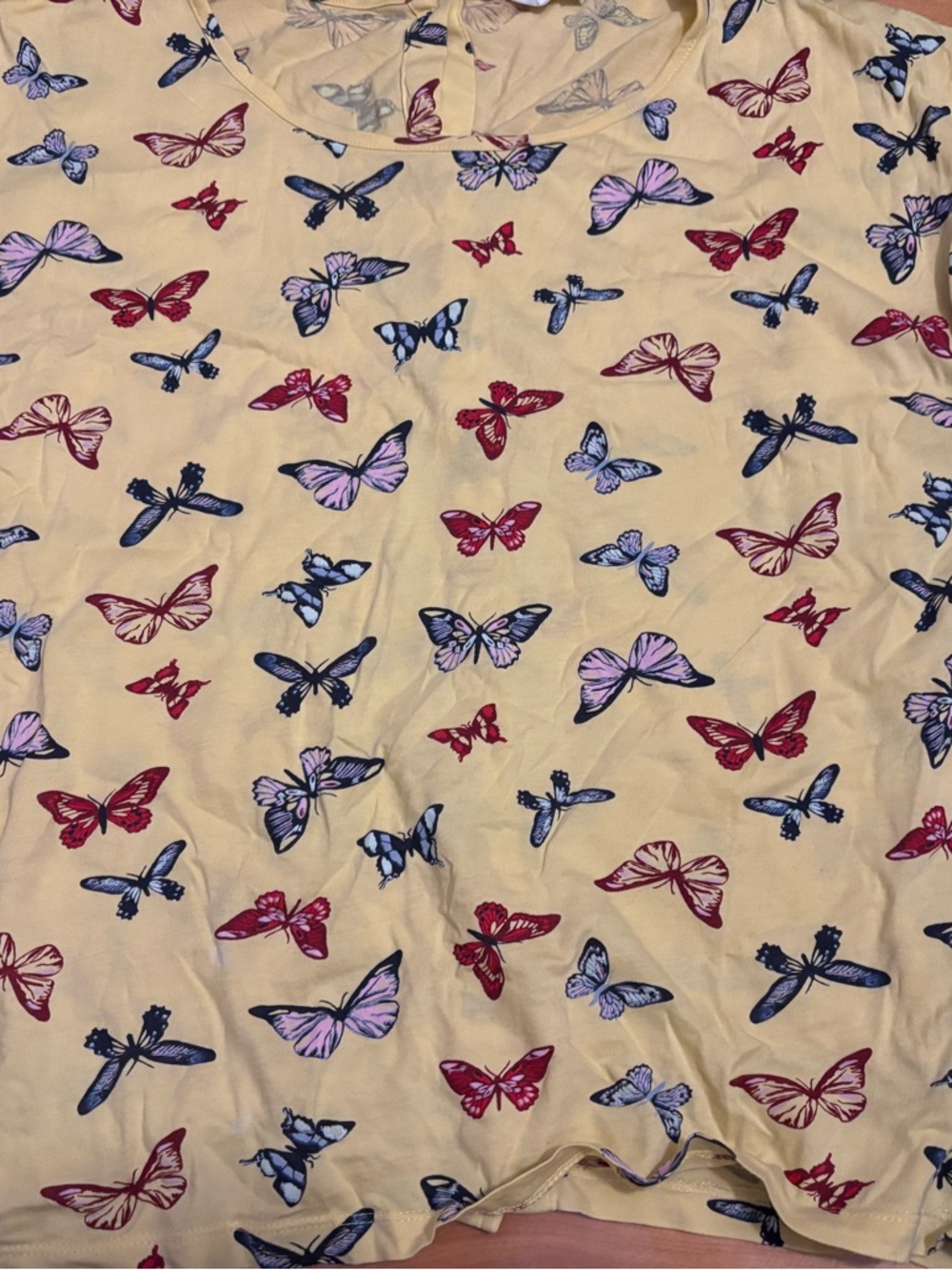 🛍️twik Yellow Short Sleeve Tee with Butterfly Print Nwot